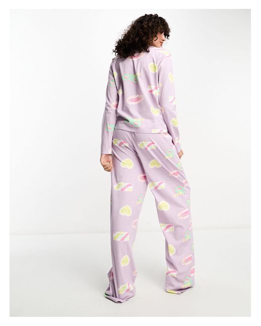 ASOS Purple Tall Daydream Long Sleeve Top & Trouser Pyjama Set