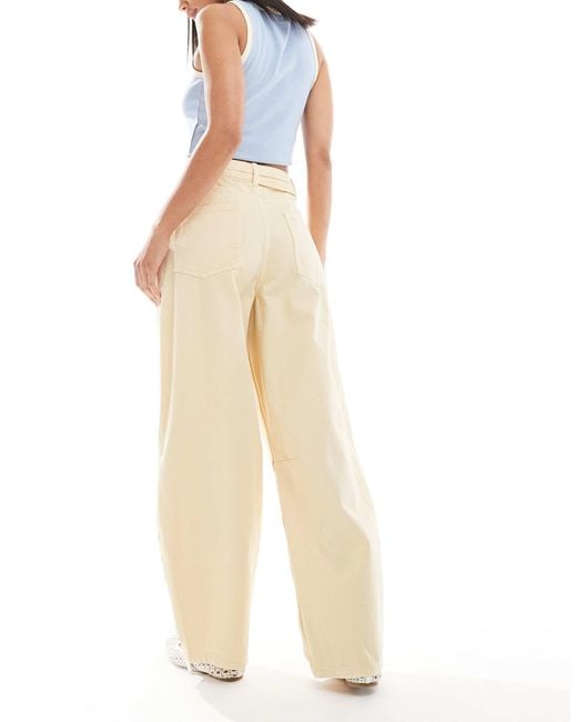 ASOS Natural Lightweight Barrel Jeans With Belt
