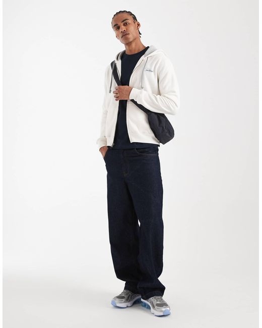 Sweat à capuche zippé à logo graphique au dos Hollister pour homme en coloris White