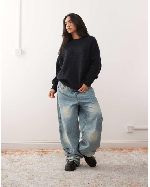Weekday Blue Premium Wool & Mohair Blend Jumper