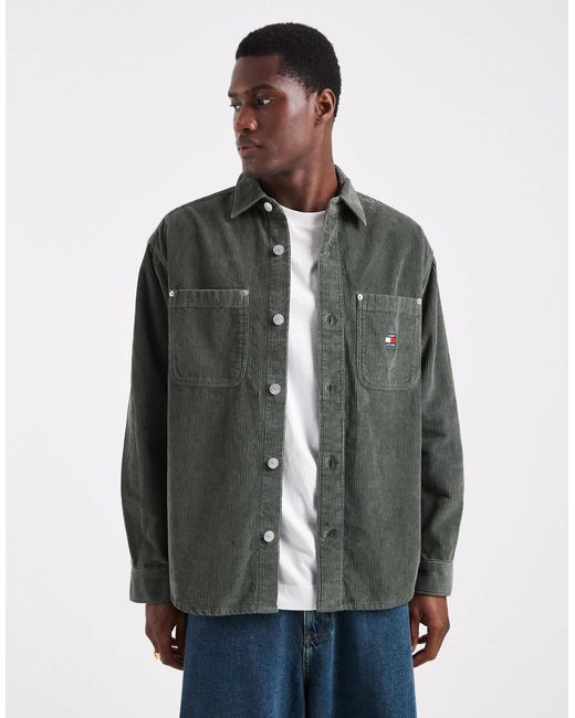 Chemise décontractée en velours côtelé - kaki Tommy Hilfiger pour homme en coloris Gray