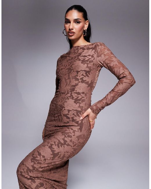 ASOS Brown – langärmlige midikleid