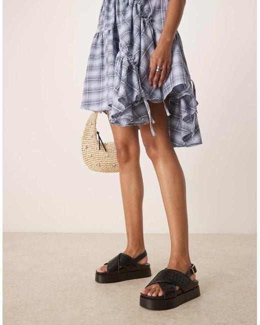 ASOS Natural Flame Woven Cross Strap Footbed Sandals