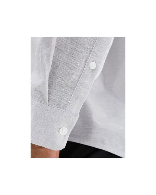 ASOS White Regular Smart Linen Shirt With Penny Collar for men