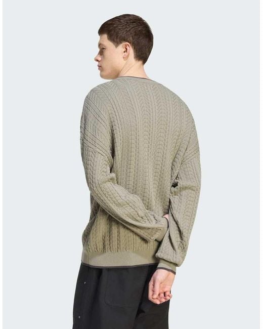 Adidas Originals Gray Cable Knit Crewneck Sweatshirt for men