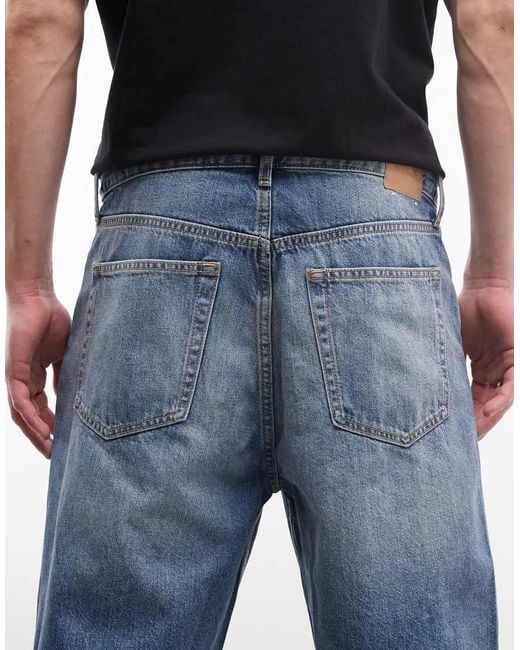 Weekday Blue Galaxy Loose Fit baggy Denim Shorts for men