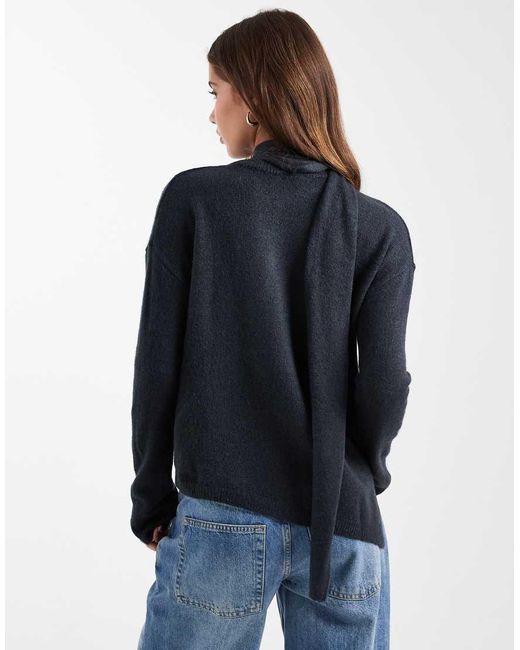 Mango Blue Teen Knitted Jumper With Scarf Detail
