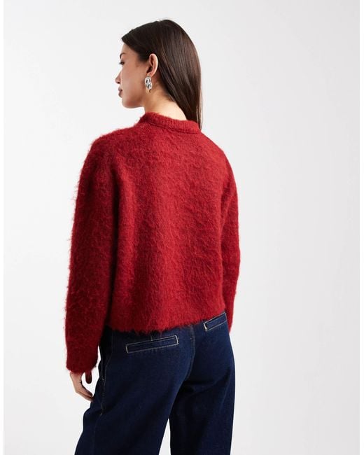 ASOS Women's Red Brushed Fluffy Sweater