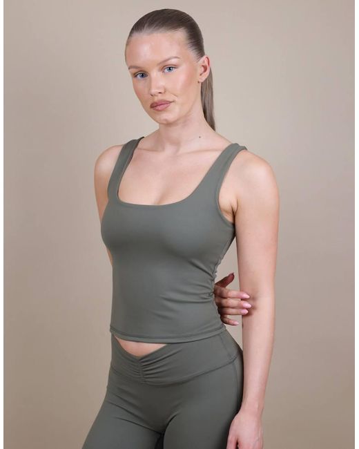 SIMMI Gray Square Neck Tank Top