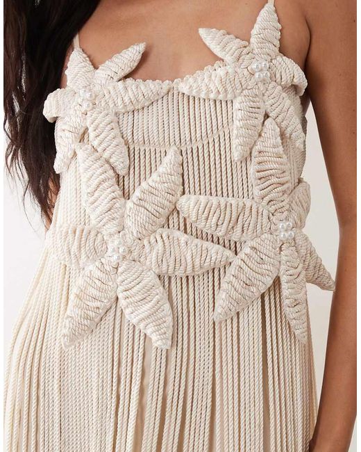 ASOS Natural Premium Crochet Flower Maxi Dress With Shell Detail