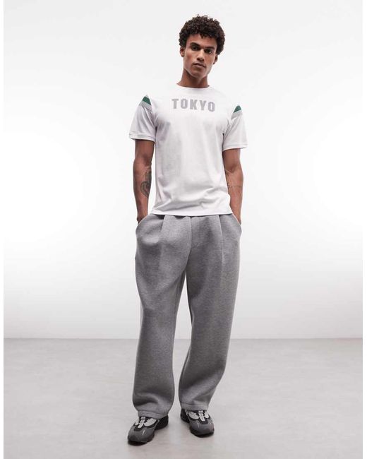 ASOS White Regular Cut And Sew T-shirt With Tokyo Text Graphic for men