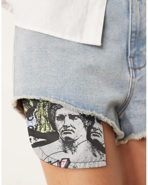 Adidas Originals White – adidas x jeremy scott – shorts aus indigoem denim