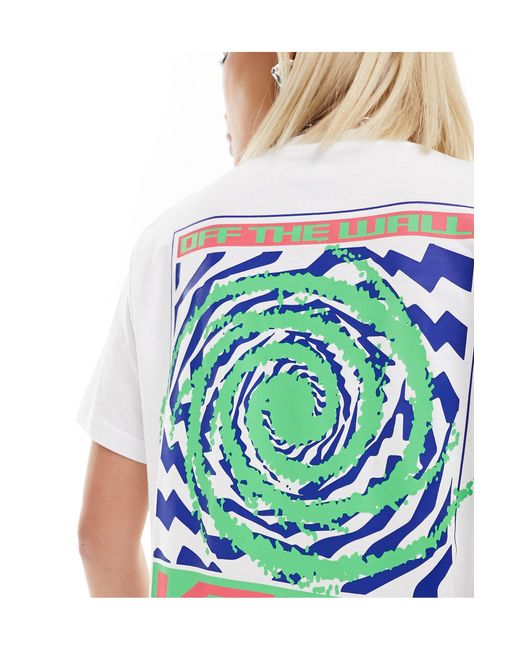 T-shirt bianca con stampa grafica a spirale di Vans in Blue