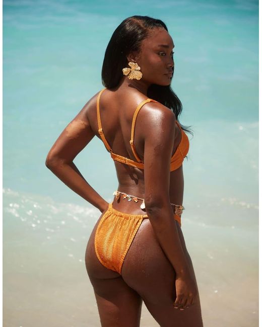South Beach Bikinitop Van Kreukelstof Met Beugels in het Orange