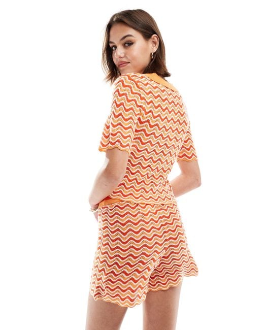 Noisy May Orange Knitted Polo Co-ord