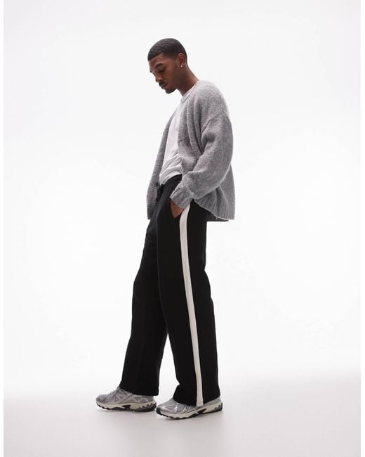 Topman White baggy Leg Trackies With Contrast Side Stripe for men