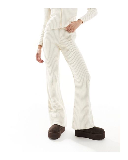Fashionkilla White Knitted Straight Leg Trousers Co-ord
