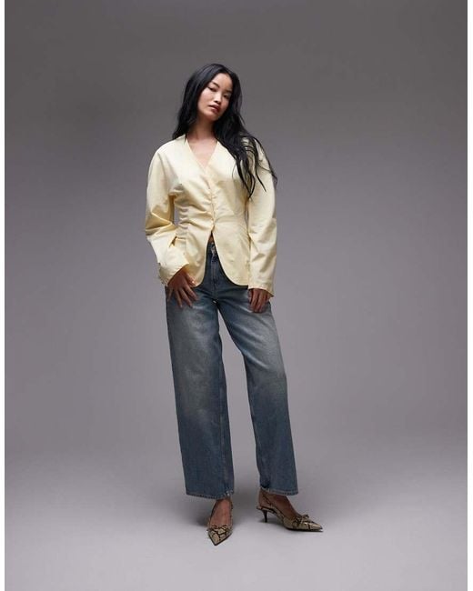 ASOS Yellow Cinch Waist Cocoon Sleeve Shirt