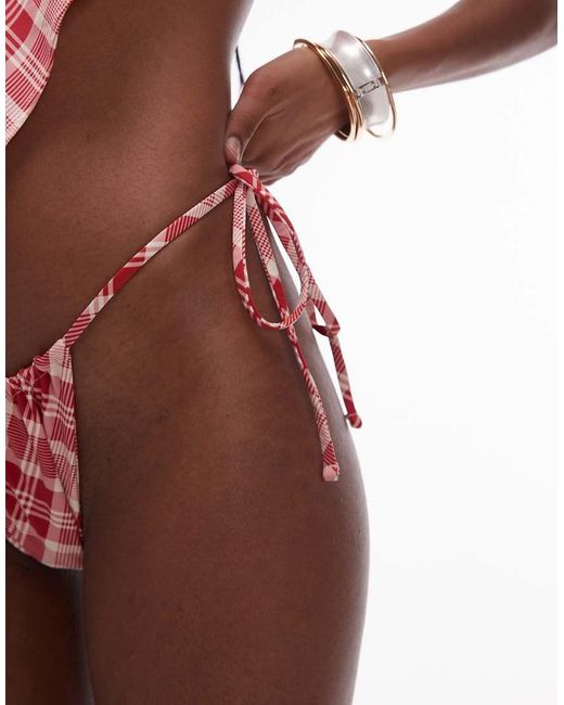 Frankie's Bikinis Purple X Bella Hadid Gingham Tie Side Bikini Bottom