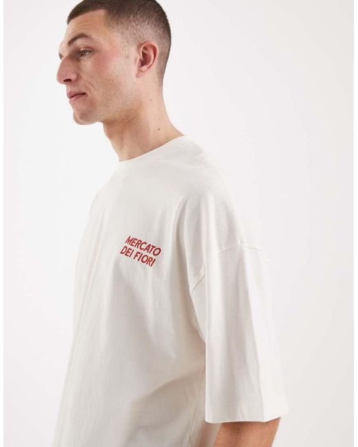 ASOS White Boxy Oversized T-shirt With Floral Graphic for men