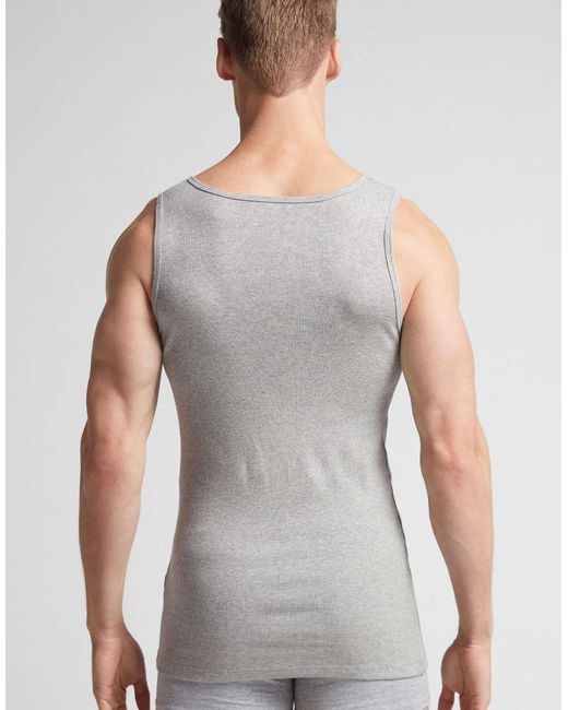 Intimissimi Gray Ribbed Cotton Vest Top for men