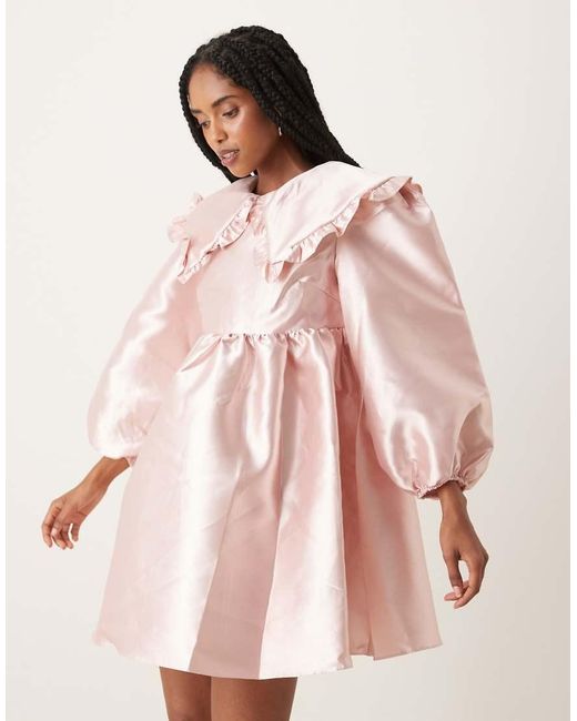 Glamorous Pink Statement Collar Mini Dress