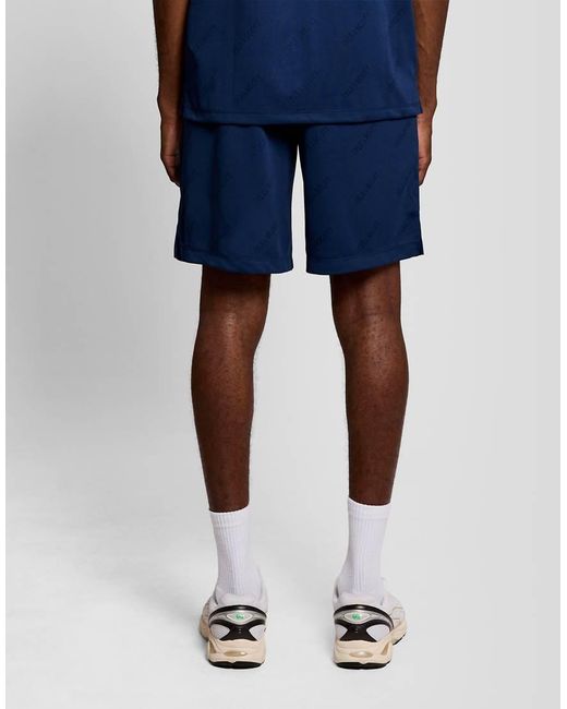 Lyle & Scott Blue Mid Layers Embossed Football Short for men