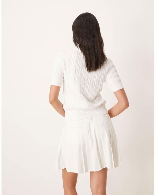 Polo Ralph Lauren Natural Wimbledon Capsule Logo Micro Pleat Tennis Skirt Co-ord