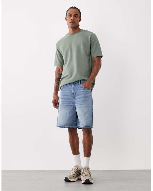 ASOS Green Mid Length Denim Jorts for men