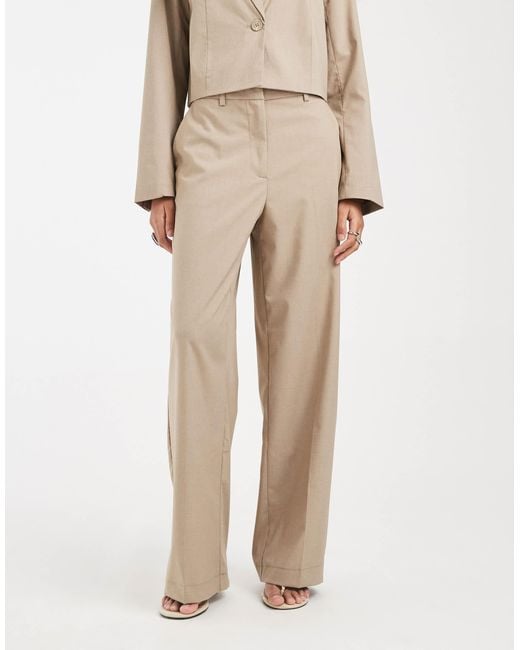 Pieces Natural Tailored High Waisted Wide Leg Trousers Co-Ord