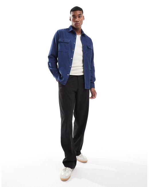 ASOS Blue Cord Overshirt With Poppers for men