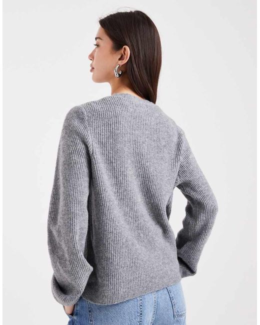 Pieces Gray Cardigan With Embellished Bow Ties
