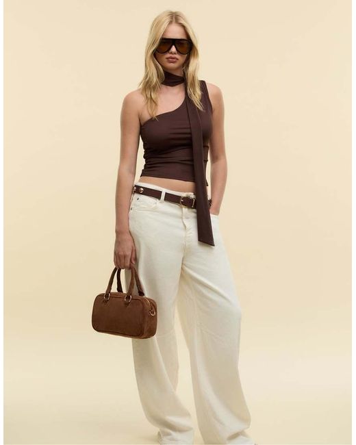 Stradivarius Natural Crossbody Bowling Bag