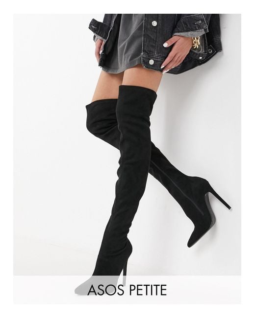 ASOS Black Petite Kendra Stiletto Thigh High Boots