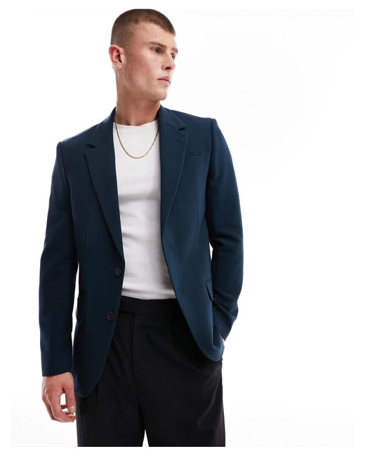 River Island Blue Slim Suit Jacket for men