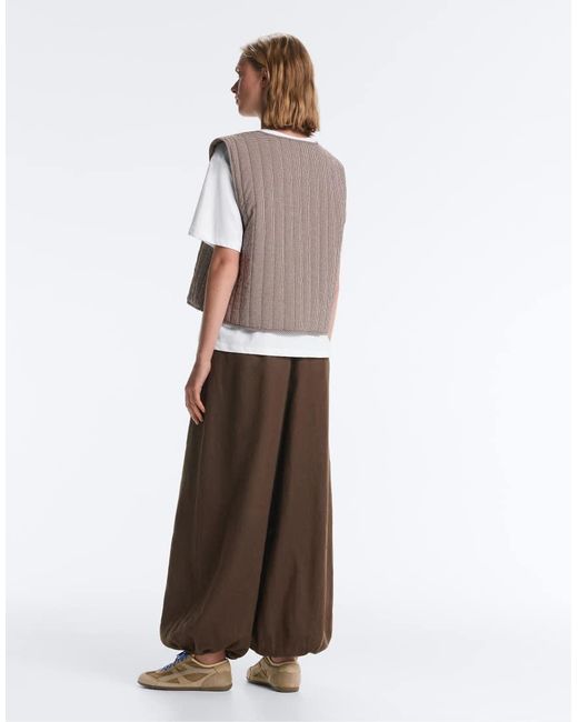 Oysho Gray Gingham Quilted Gilet