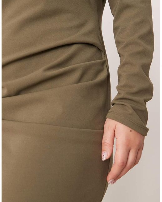 ASOS Green Asos Design Curve Long Sleeve Scoop Neck Midi Dress