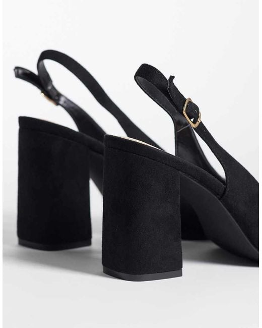 SEQWL Black Hogan Sling Back Block Heeled Sandals
