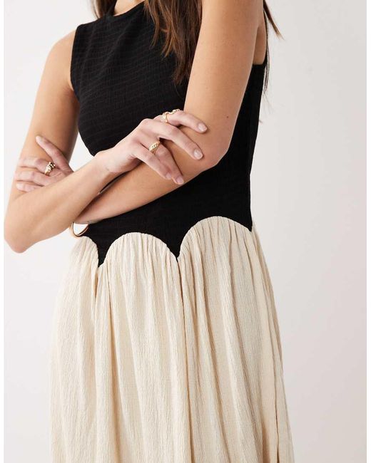 ASOS Black Colour Block Crinkle Mini Dress