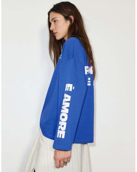 Pull&Bear Blue formaggio È Amore T-shirt