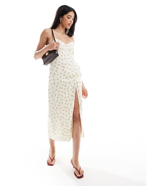 Bershka White Cross Back Midaxi Slip Dress
