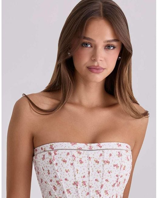 House Of Cb Pink Gina Strapless Cotton Maxi Dress