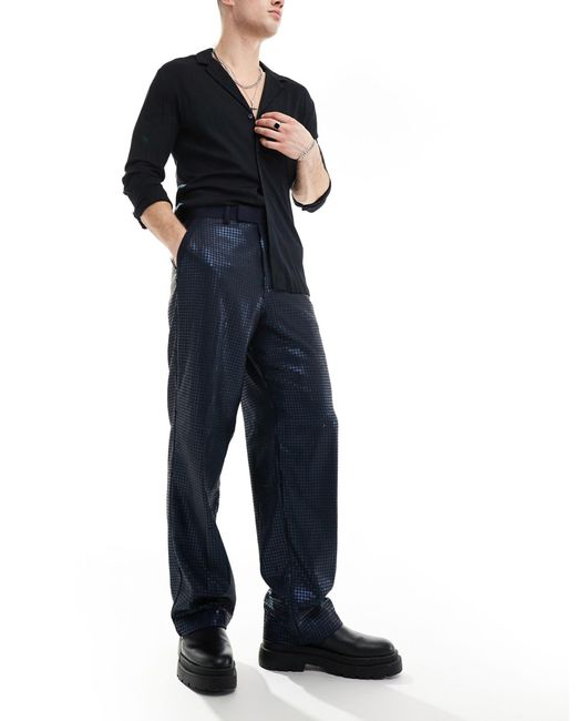 Pantalon ample habillé orné ASOS pour homme en coloris Blue