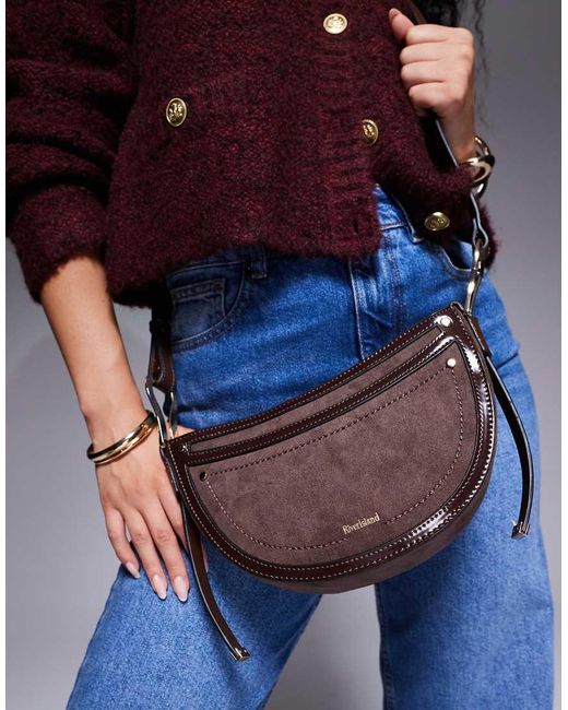 River Island Blue Scoop Crossbody Bag