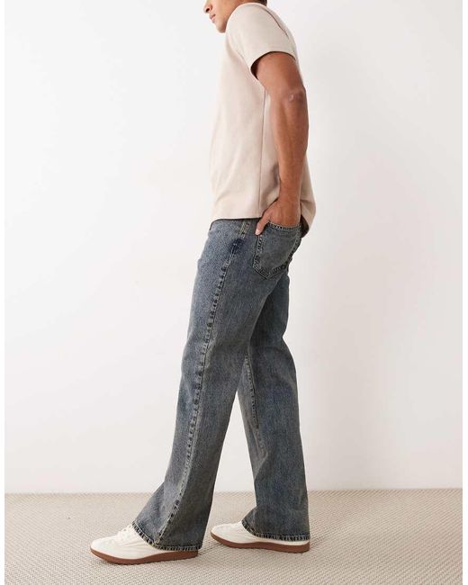 ASOS Blue Wide Leg Flare Jeans for men