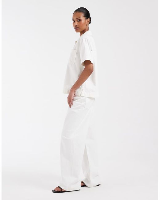 Lacoste White Paper Bag Straight Leg Jeans