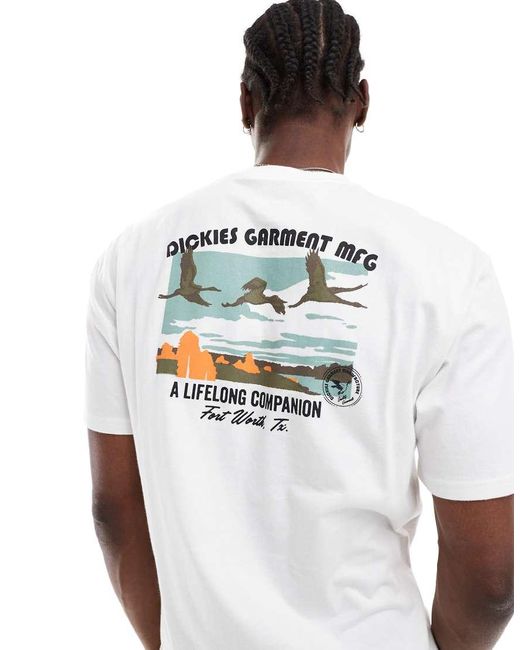 Dickies White Graphic Bird Back Print T-shirt