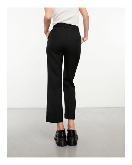 & Other Stories Black Stretch Wool Blend Trousers With Self- Belt Detail