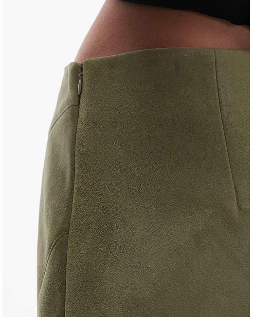 Minifalda Muy Corta De Talle Medio De Ante Auténtico De (Parte De Un Conjunto)-Verde TOPSHOP de color White