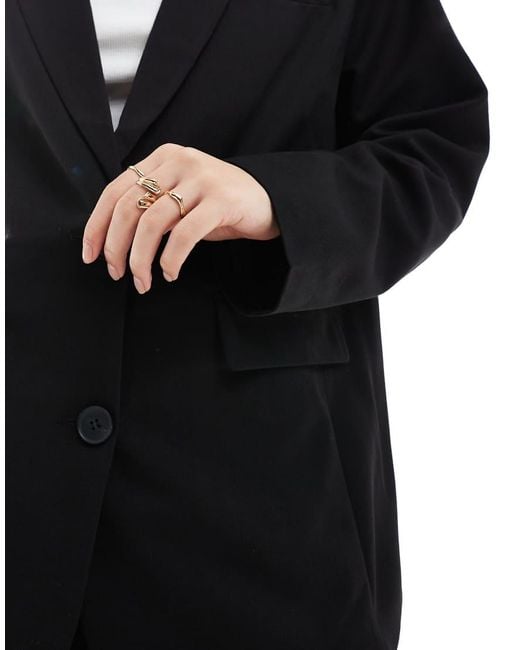 Pieces Black Boxy Blazer